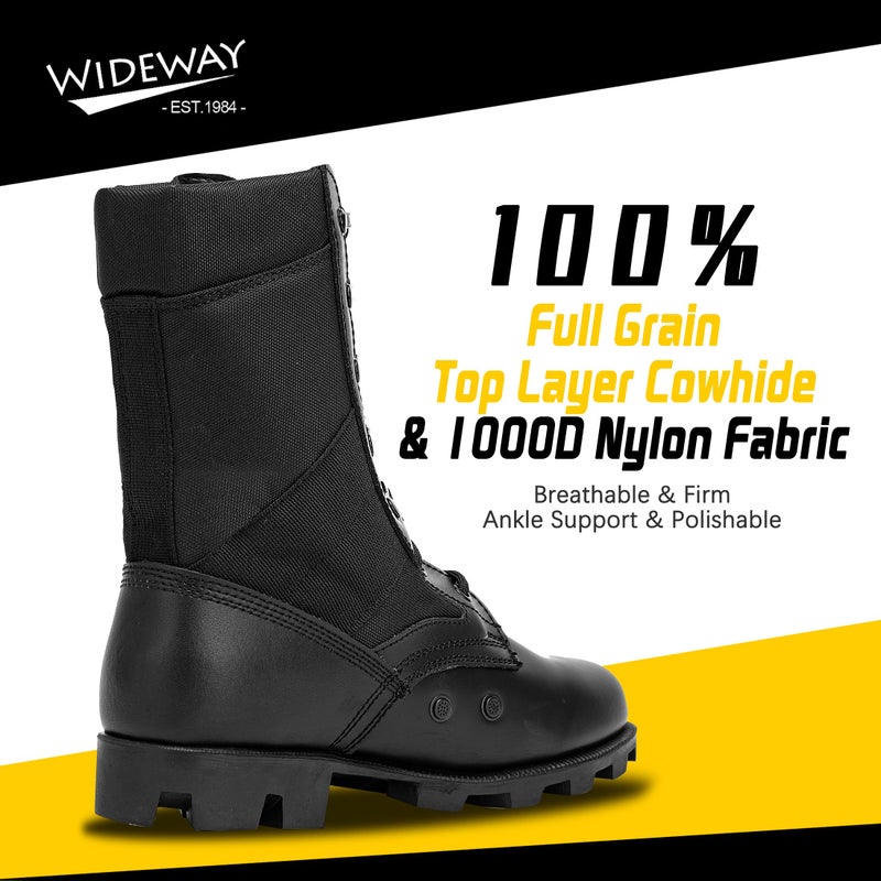 WIDEWAY Men Jungle Boots Black Military Boots Leather Combat Boots Tactical Army Boots Outdoor Hiking Boots - Image 3